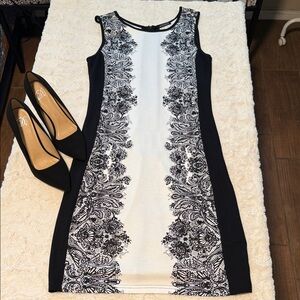 VENUS Black and White Patterned Mini Dress